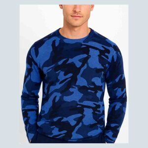 Club Room Navy Blue Combo Camo Cashmere Sweater 2-Ply Men's Size XL